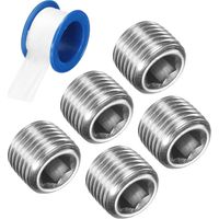 Lot de 5 raccords de tuyaux NPT 1/8 en acier inoxydable 304, filetage mâle, bouchon de tuyau à tête fraisée pour sceller le port de tuyau, électrovanne pneumatique