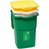 DEA HOME Pattumiera per raccolta differenziata ECO3, kit da 3 pattumiere da 50 litri, in plastica da interno ed esterno, (verde, blu, arancione)