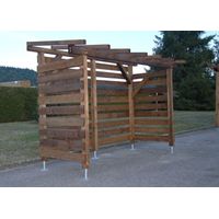 WMU – Abri à vélos en bois massif épicéa – Dimensions 348 x 140 x 218 cm – Traitement autoclave marron classe 3 – Fabrication française
