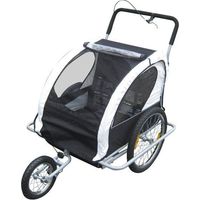 Bc-Elec – Remorque vélo 2 en 1 56640001B – Poussette et jogger pour 2 enfants – Charge max 40Kg – Roues 20 pouces démontables – Imperméable