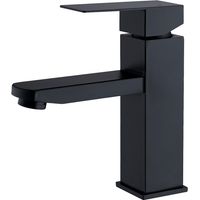 Grifo de baño negro de acero inoxidable con manija cuadrada, mezclador para lavabo con agua fría y caliente disponible, grifería desmontable para lavamanos