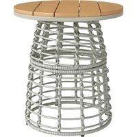 Table basse jardin table appoint extérieur ronde résine aspect rotin acier plateau composite Ø45x50 cm, gris
