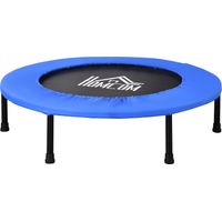 Trampolino Elastico per Allenamento con 30 Molle, in Acciaio, Plastica e PP, Ø91x22.5 cm, Nero e Blu