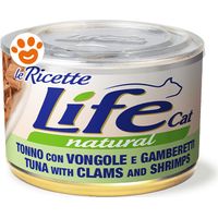 Life Cat Natural "Le Ricette" Tonno con Vongole e Gamberetti - Life Cat Natural "Le Ricette" Tonno con Vongole e Gamberetti - Lattina Da 150 Gr