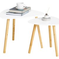 Sobuy – Table basse gigogne 2 pièces FBT74W – Plateau en bois MDF – Piètement en bambou – Dimensions : 55x55x45cm et 40x40x40cm
