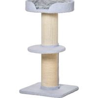 Tiragraffi per gatti con lettino, rivestimento peluche e palo in sisal, 45x45x91cm, azzurro