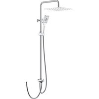 Colonne de Douche sans Robinetterie, Douche Set avec Inverseur, Acier Inoxydable Tête de Douche Carrée 30 30 cm, Pommeau de Douche de 3 Jets, Douche à Pluie Réglable en Hauteur, Chromé