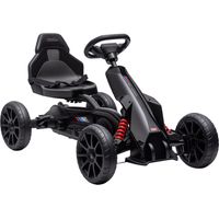 Go-Kart, Kinderfahrzeug mit verstellbarem Sitz, Tretfahrzeug, Tretauto mit Handbremse, 3-8 Jahre, Outdoor, Schwarz