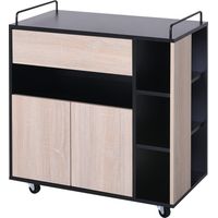Carrello da Cucina Multiuso Moderne avec Ruote et Cassetto, Anta en Legno Rovere, 76,5x40x82cm