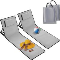 Jiubiaz Set de 2 alfombras de playa 145 x 47 cm tumbona acolchada con respaldo plegable esterilla de playa transportable para exterior Gris oscuro