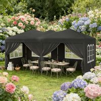 Tonnelle pliante pop-up 3x6 m avec parois amovibles, Oxford gris