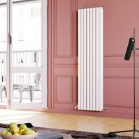 ELEGANT Vertical Radiator 1800 x 472mm Double Panel Designer White Oval Column Heating Rad