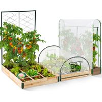 Kit completo di 3 contenitori modulari, aiuole per orto e serra per pomodori + traliccio + copertura