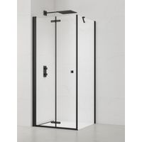 Swiss Aqua Technologies SAT SK 90x90cm Set porta doccia pieghevole a soffietto/parete anticalcare con profili neri opachi (SATSK90S90C)