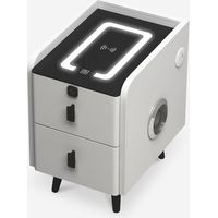 Weißer Nachttisch mit LED-Licht und kabelloser Ladefunktion Tainy