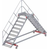 Euroline 512 mobiler Überstieg 45° Stufenausführung Stahl Gitterrost Stufenbreite 800mm 10 Stufen