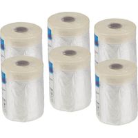 6 Rollen Abdeckfolie 55cm mit Malerkreppband Malerfolie (6x 33m Rolle)