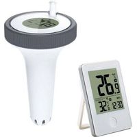pair Thermomètre de piscine flottant sans fil, thermomètre de piscine numérique connecté avec récepteur radio LCD, portée jusqu'à 60 m, convient pour extérieur/intérieur, aquarium, spa, étang XXW