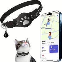 Collier GPS Chat, Traceur GPS Chat Tracker, Compatible avec Goo- gle Find My, sans Carte SIM, sans Abonnement Mensuel, Imperméable et Durable, Localisation Temps Réel (White, Android)