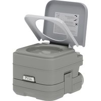 Buitentoilet, draagbaar toilet, afvaltank, spoeltank, kunststof, deksel, grijs