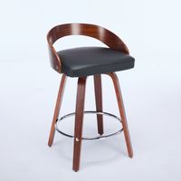 Lot de 2 tabourets de bar, tabourets pivotants de bar avec dossier bas, chaises de bar en bois avec assise coussinée moelleuse, hauteur d’assise 63CM (noir, hauteur comptoir 63CM), DE1854BK