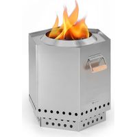 Blumfeldt Brasero Gaz Exterieur au Gaz pour le Jardin et Terrasse Housse de Protection Brazero Pierres de Lave et Couvercle Vue du Feu à 360° Allumage Electrique Brazeros Exterieur en Acier Argent
