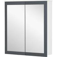 Armario de Baño con Espejo 2 Puertas Vidrio Estantes Ajustables 69x17x75.5cm Blanco