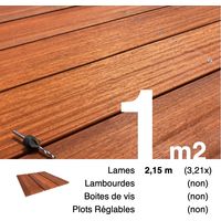 Planches de terrasse bois exotique PADOUK pour 1 m² • Longueur 2,15 m