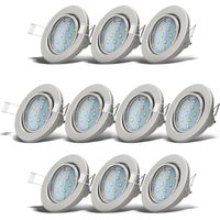 Einbauspot 10er Set 68mm Lochmaß - GU10, 3W, 250lm, LED, warmweiß, matt-nickel