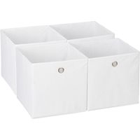 Relaxdays Bac de rangement, lot 4, corbeille pliable, trou pratique, H x L x P : 30 x 30 x 30 cm, pour étagère, blanc