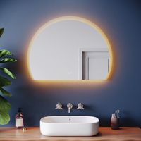 ELEGANT Bathroom LED Mirror with Anti-Fog 3 Lighting Modes Dimmable, Semi-Round 800x600mm