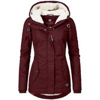 Manteau d'hiver chaud et imperméable à capuche, doublé polaire épaisse, en coton pour femme (XXXXL rouge)