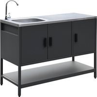 Cuisine d'extérieure en acier noir avec évier L120cm