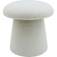 Marvin Pouf in Tessuto Teddy Morbido MUSHY Poggiapiedi Sgabello Imbottito di Design Moderno a Fungo per Camera da Letto, Soggiorno Bianco