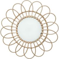 Miroir décoratif en rotin - Décoration murale - Miroir en rotin - Pour salon, chambre à coucher, couloir - Rond