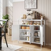 Buffet de style industriel pour salon avec 3 portes, compartiment ouvert et étagères réglables pour salle à manger, 100 x 35 x 88 cm, blanc