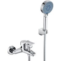 Bathtub Mixer - Hand Shower Kit - Chrome Finish - Wall Mounted - For Freestanding And Built In Bathtubs - Includes Diverter Valve - 1 Set