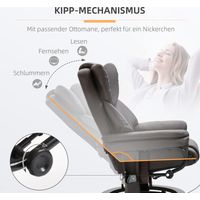 Fauteuil relax inclinable avec repose-jambes, pivotant 360° pour TV, fonction massage chauffant, poche latérale, simili cuir marron pour salon
