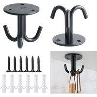 2 Pièces Crochets pour Plantes Durables, avce 3 Crochets de Plafond de Balcon, Crochets Muraux, Adaptés pour Accrocher Paniers, Plantes, Carillons, Cages à Oiseaux et Objets, Noir