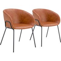 2er Set Stühle aus cognacfarbenem Kunstleder ANDRE