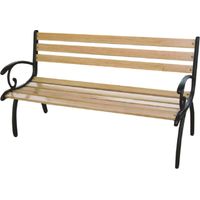 Banc Fauteuil le'ger en fonte bronze'e avec planches de bois naturel cm.127x53x68h jardin parc terrasse