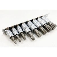 Spline Bit Socket Set 8pc Hex Torx 3/8” & 1/4” M4-M16 On Rail SD079