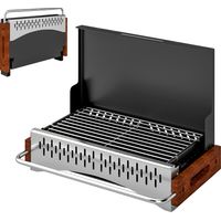 Barbacoa de carbĂłn plegable portátil 50.5x34x33 cm con bandeja extraĂble negra
