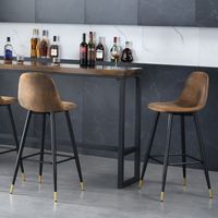 MEUBLES COSY Set di 2 sgabelli da bar da cucina in stile industriale e vintage, rivestimento effetto camoscio marrone, con gambe e poggiapiedi in metallo H76CM