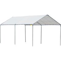 Carport abri voiture 6x3 m, structure en acier galvanisé robuste, toile PE haute densité, blanc