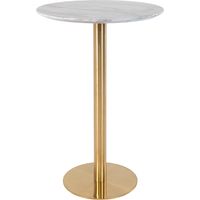 Bolzano Bartisch Ø70 cm Marmoroptik, Messingbeine, weiß.