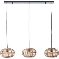 Brilliant Lampe Woodball Pendelleuchte 3flg schwarz matt/bambus Aluminium braun 3x A60, E27, 40 W