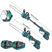 Motosierra eléctrica telescópica de 12 pulgadas, podadora de pértiga eléctrica, con 2 baterías de 4.0 Ah