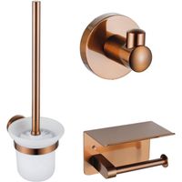 FugaFlow Eccelente Ensemble d'accessoires WC - porte-rouleau de papier toilette - brosse WC - crochet à serviette - cuivre brossé PVD (Cuivre)