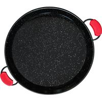 Briebe PAN42 Poêle à Paella Valencienne Émaillée 42cm, Acier Émaillé Antiadhésif, 10 Portions Noir